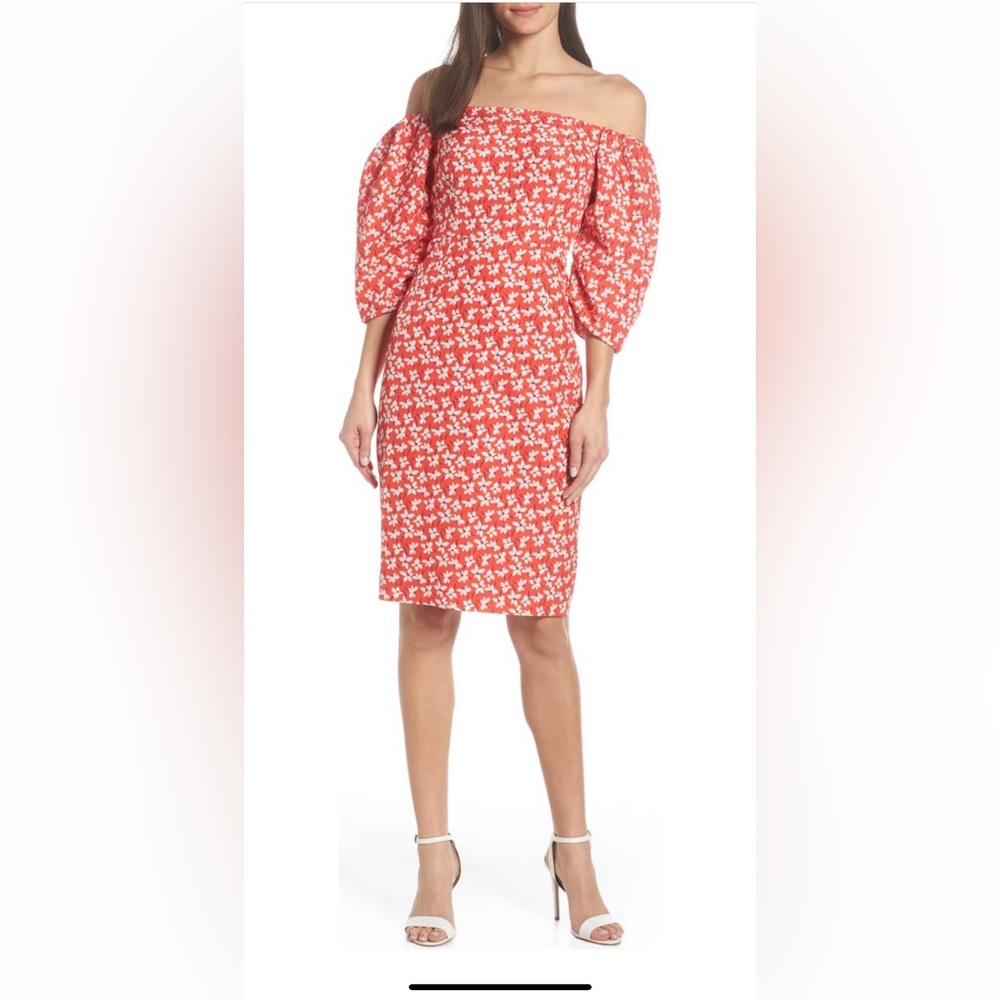 Off the shoulder balloon sleeve dress